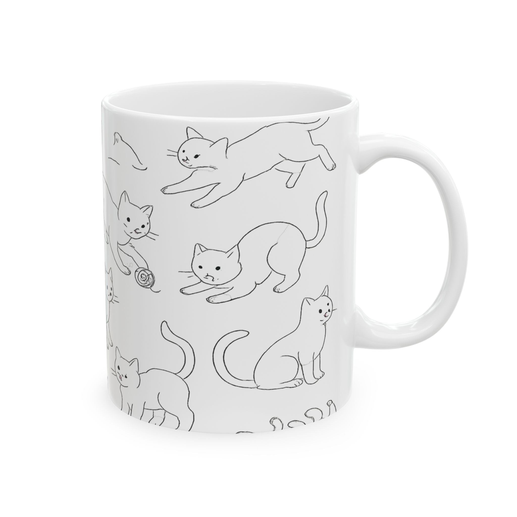 Delicate Playful Cats Full Wrap Coffee Mug | Cats Gift | Ceramic Mug