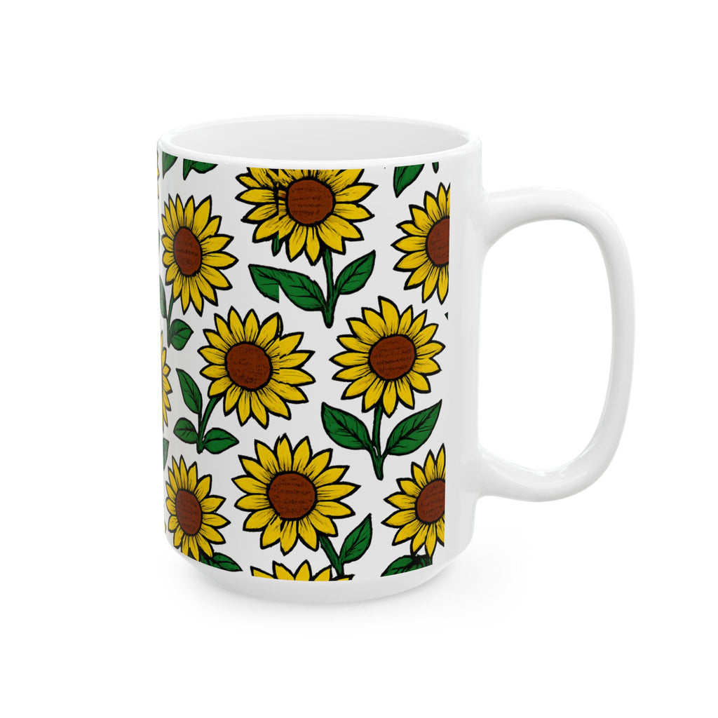 Bold Sunflower Field Full Wrap Coffee Mug | Flowers Gift | Ceramic Mug