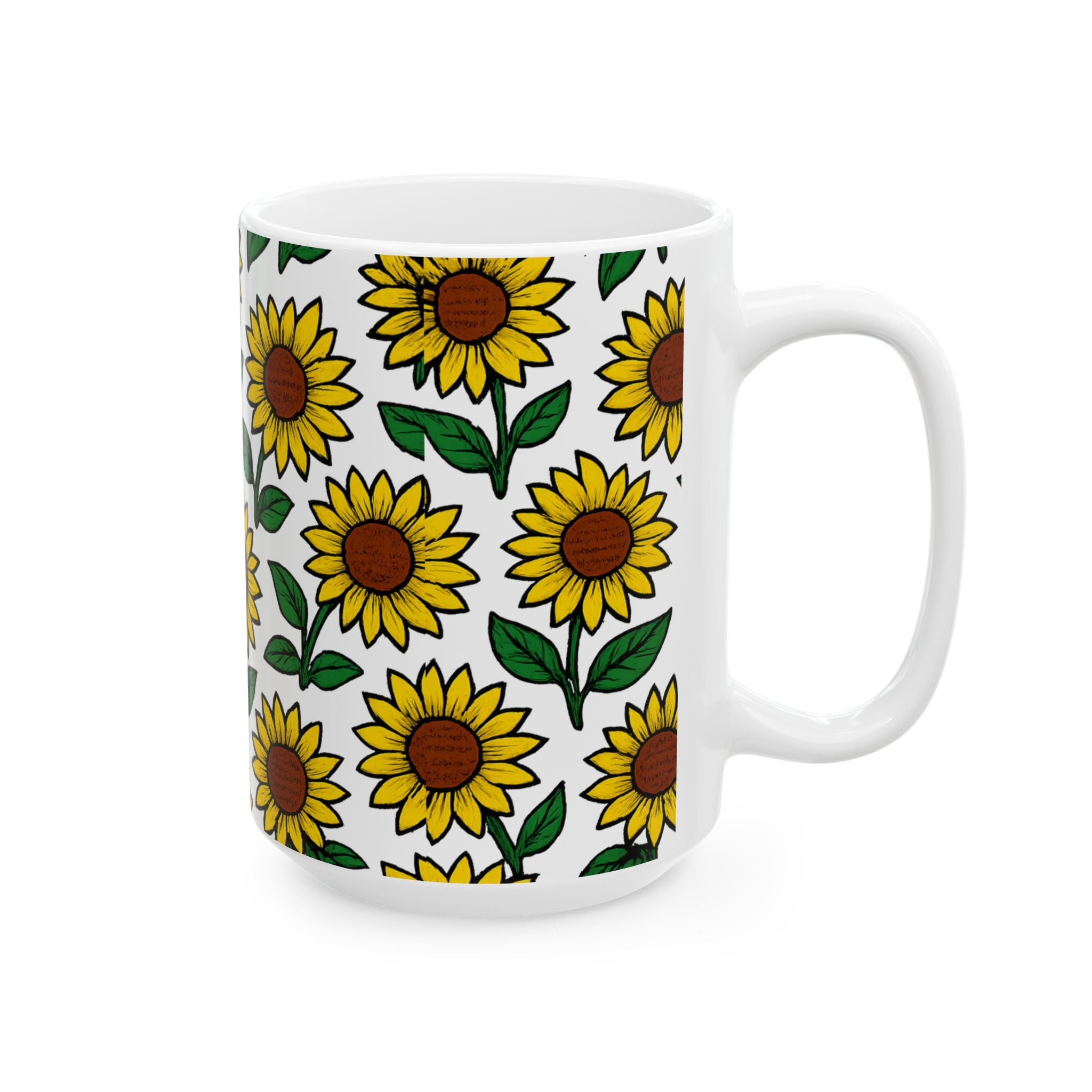 Bold Sunflower Field Full Wrap Coffee Mug | Flowers Gift | Ceramic Mug