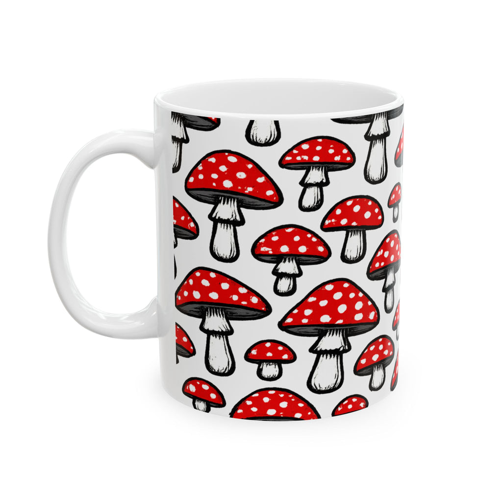 Bold Fly Agaric Mushrooms Full Wrap Coffee Mug | Mushrooms Gift | Ceramic Mug