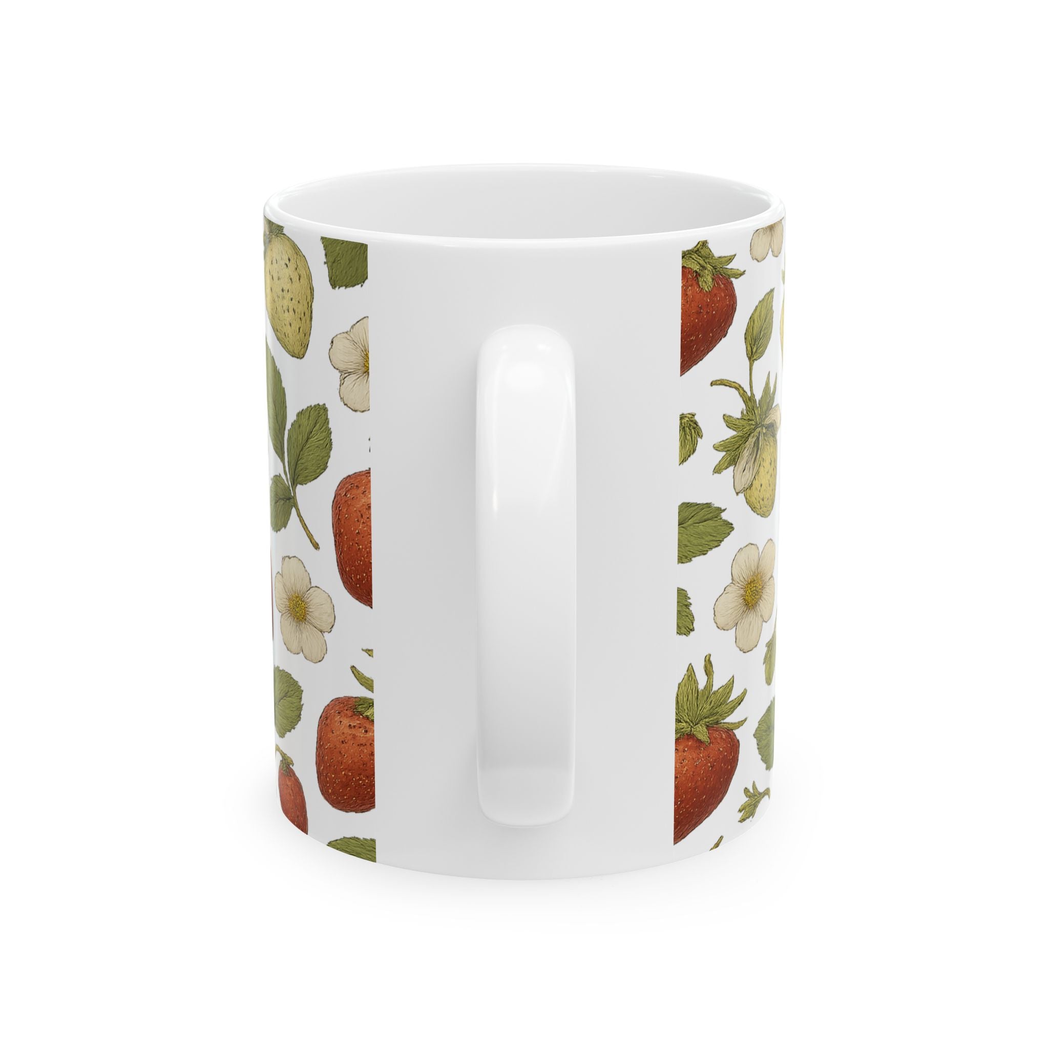 Botanical Strawberries Pattern Coffee Mug | Fruit Lover Gift | Ceramic Mug