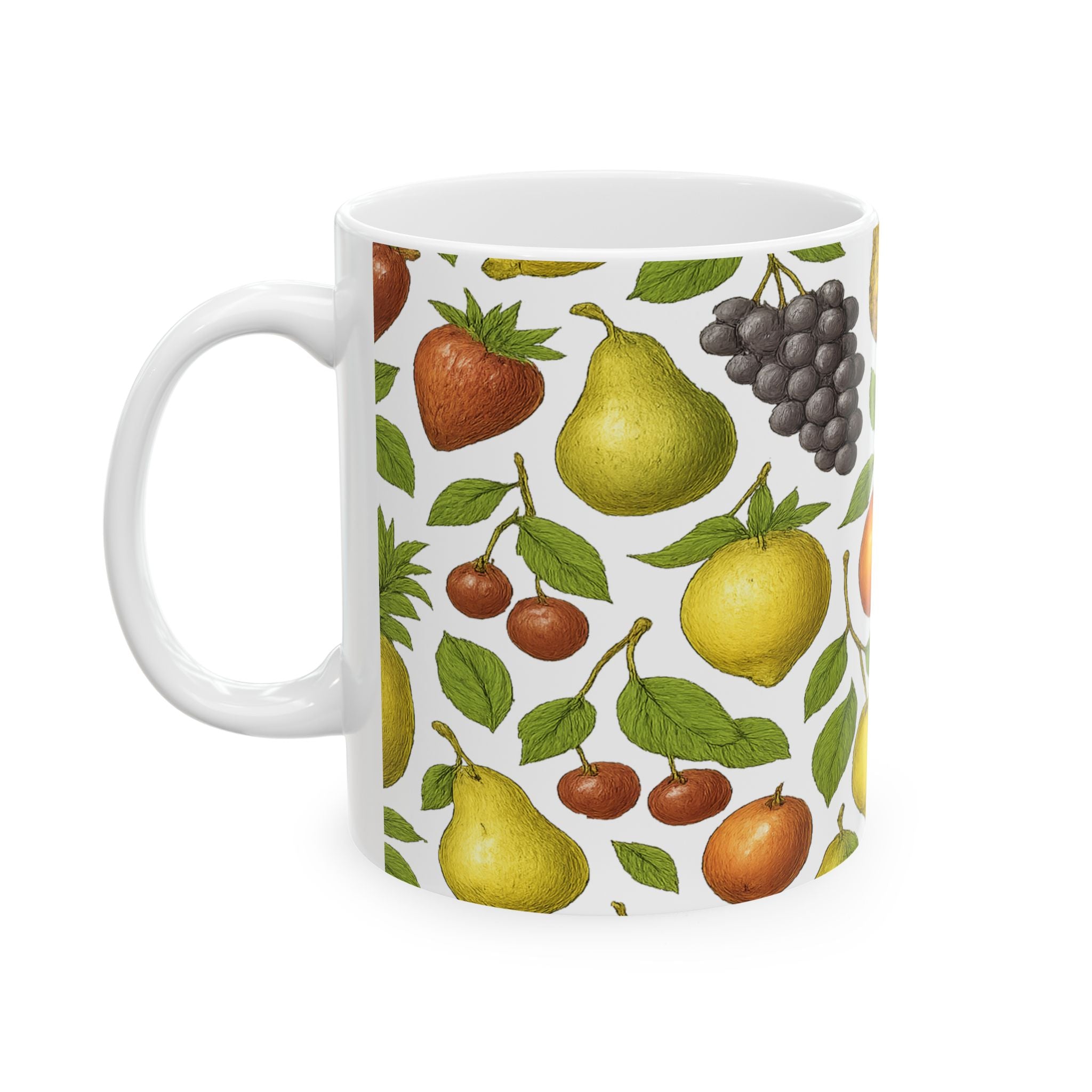 Botanical Mixed Fruit Full Wrap Coffee Mug | Fruit Gift | Ceramic Mug