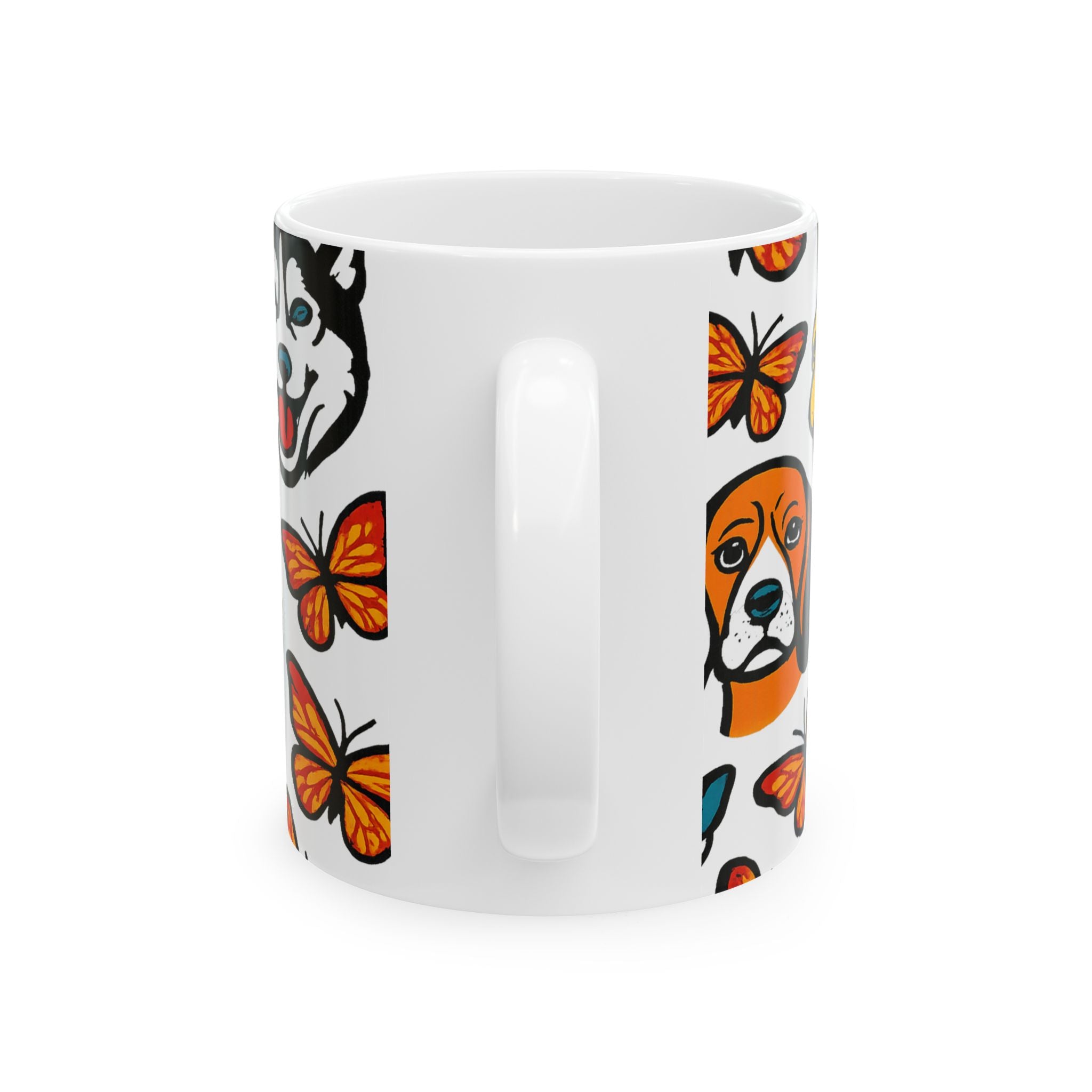 Bold Dogs And Butterflies Full Wrap Coffee Mug | Dogs Gift | Ceramic Mug