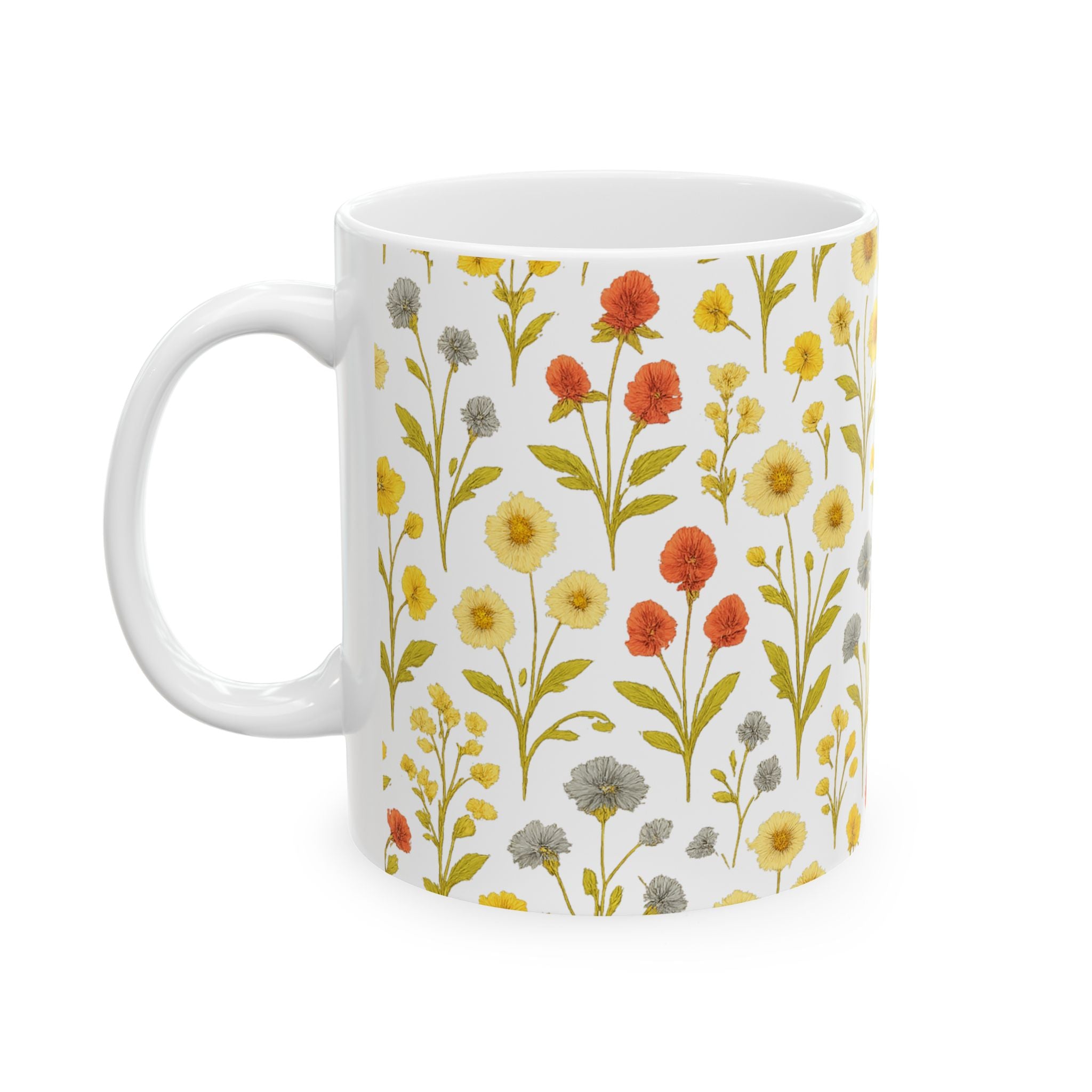 Vintage Wildflower Meadow Full Wrap Coffee Mug | Flowers Gift | Ceramic Mug