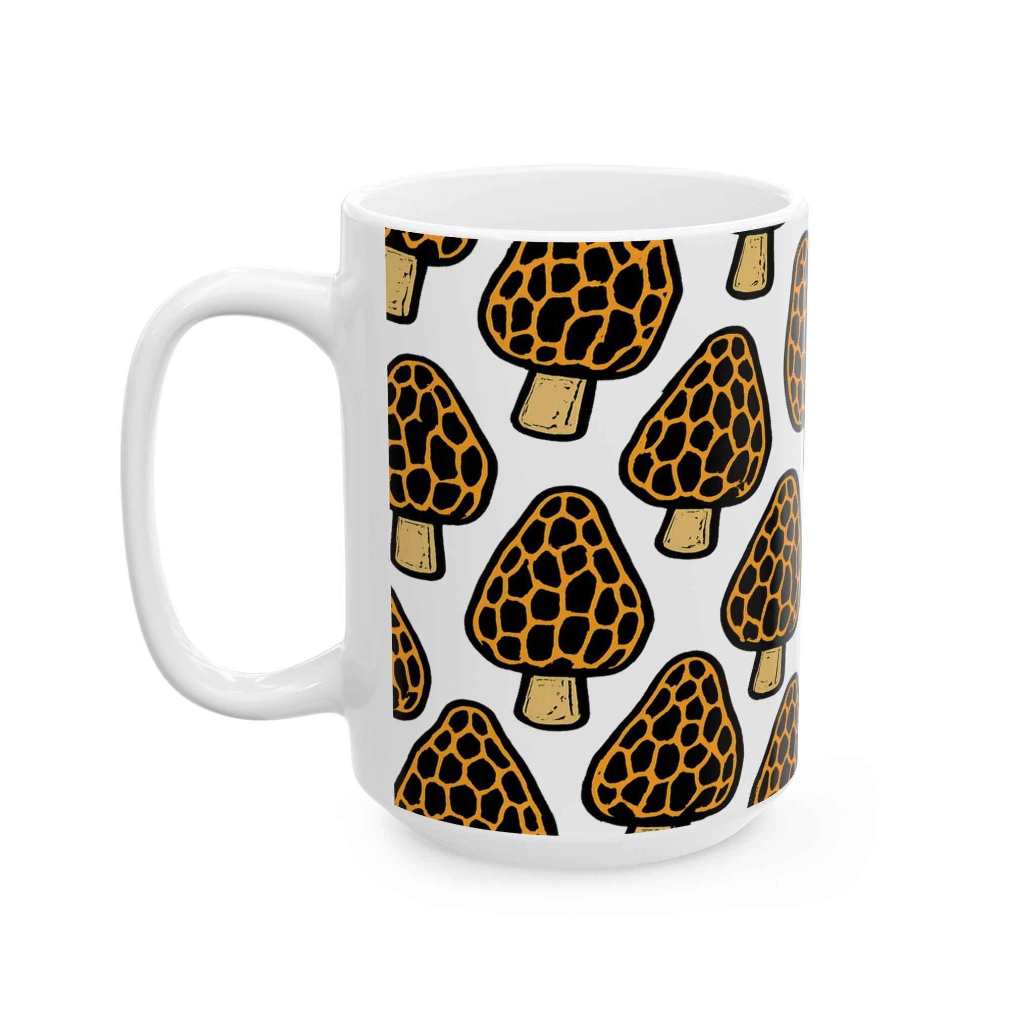 Bold Morel Mushrooms Full Wrap Coffee Mug | Mushrooms Gift | Ceramic Mug