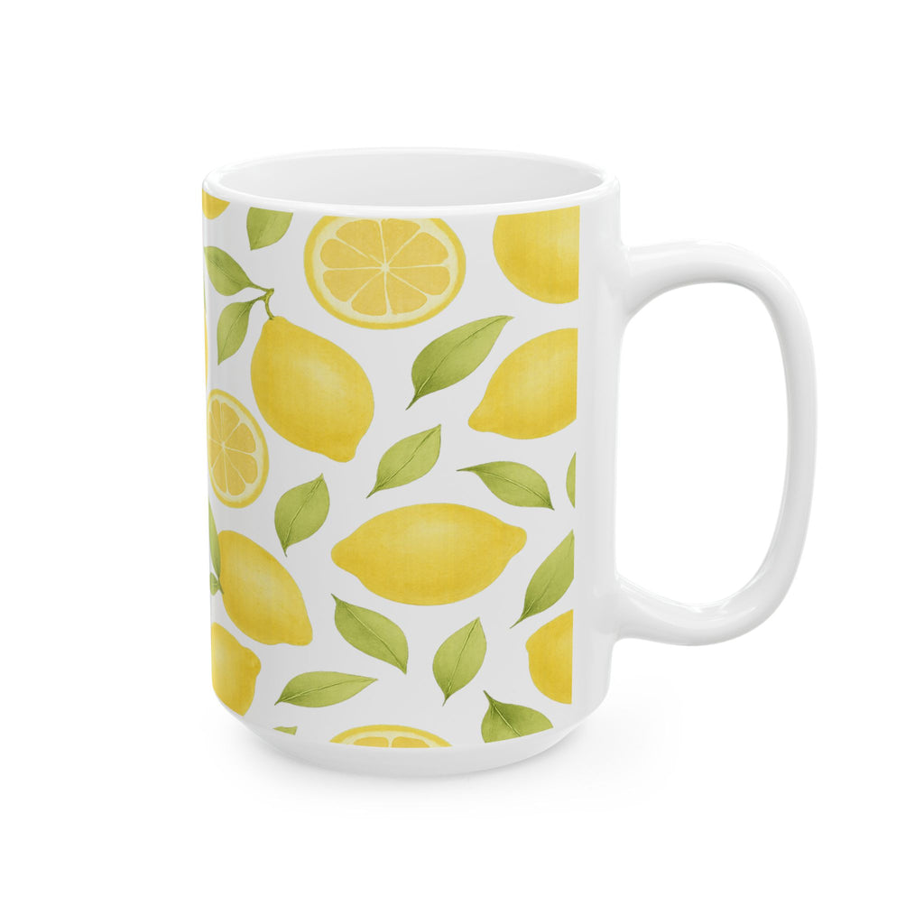 Watercolor Lemons Pattern Coffee Mug | Fruit Lover Gift | Ceramic Mug