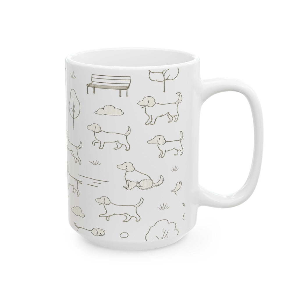 Delicate Dogs At Park Full Wrap Coffee Mug | Dogs Gift | Ceramic Mug
