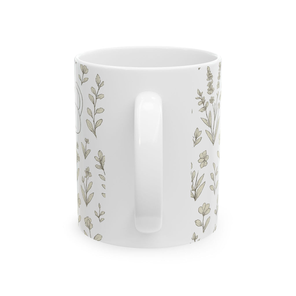 Delicate Cats In Garden Full Wrap Coffee Mug | Cats Gift | Ceramic Mug