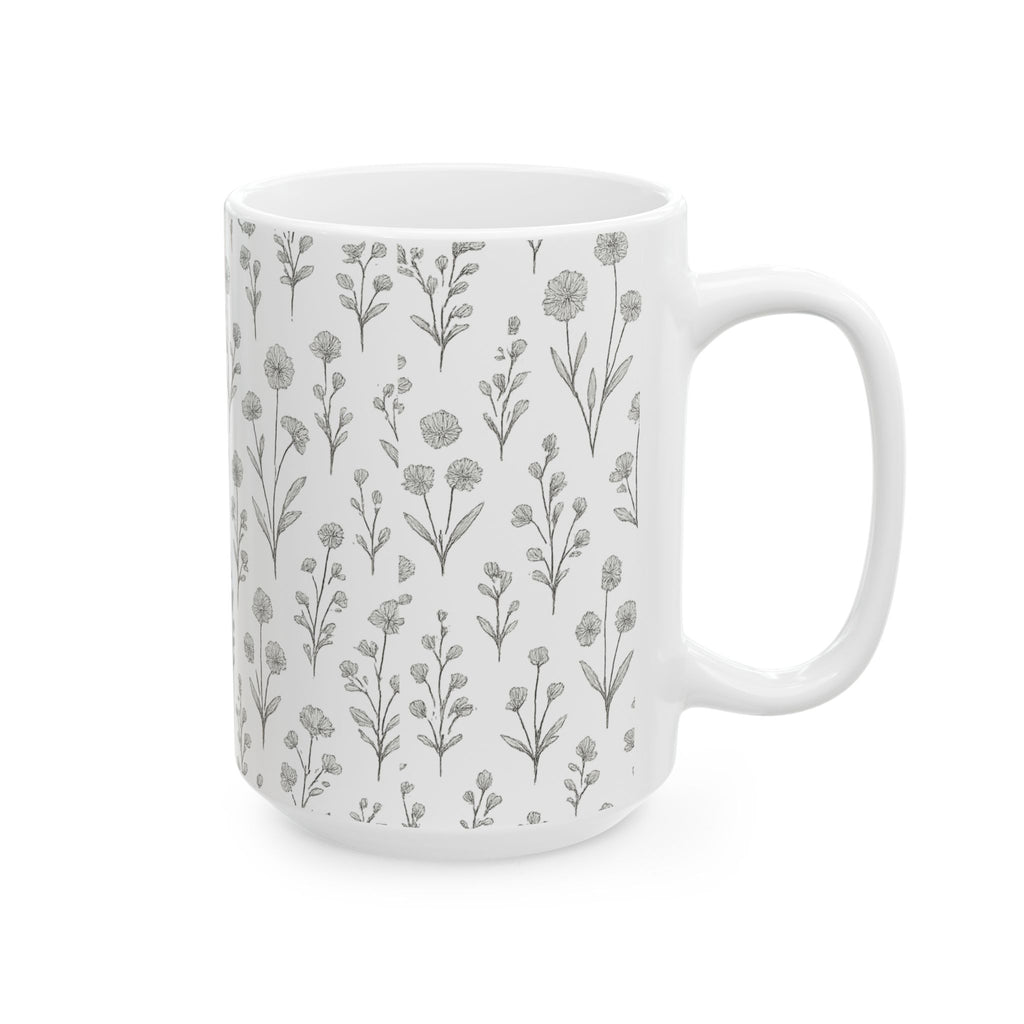 Delicate Wildflower Meadow Full Wrap Coffee Mug | Flowers Gift | Ceramic Mug