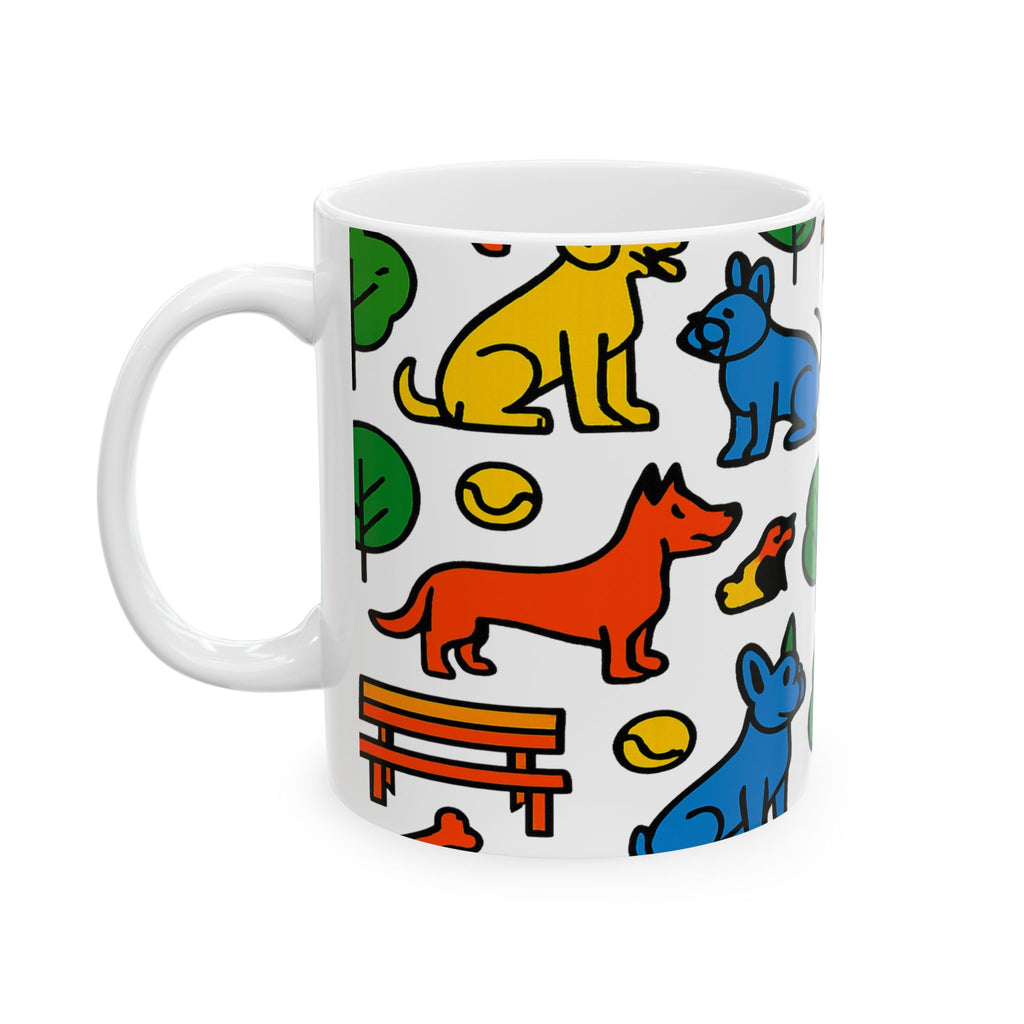 Bold Dogs At Park Full Wrap Coffee Mug | Dogs Gift | Ceramic Mug