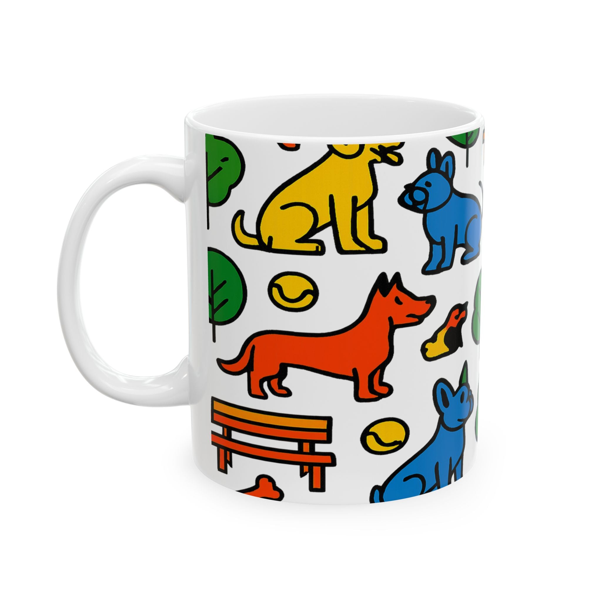 Bold Dogs At Park Full Wrap Coffee Mug | Dogs Gift | Ceramic Mug