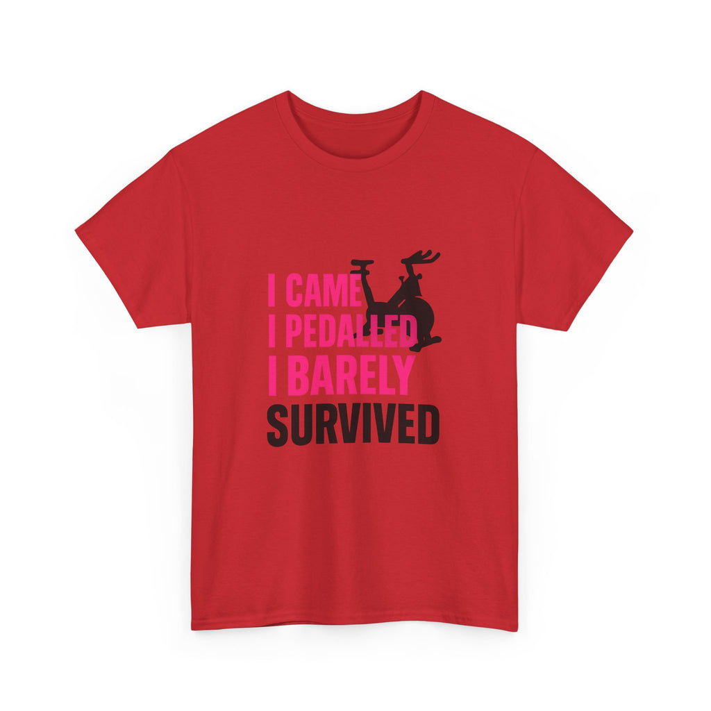Spin Class Survivor I Came I Pedaled I Barely Survived T-Shirt | Unique Gift | Graphic Tee
