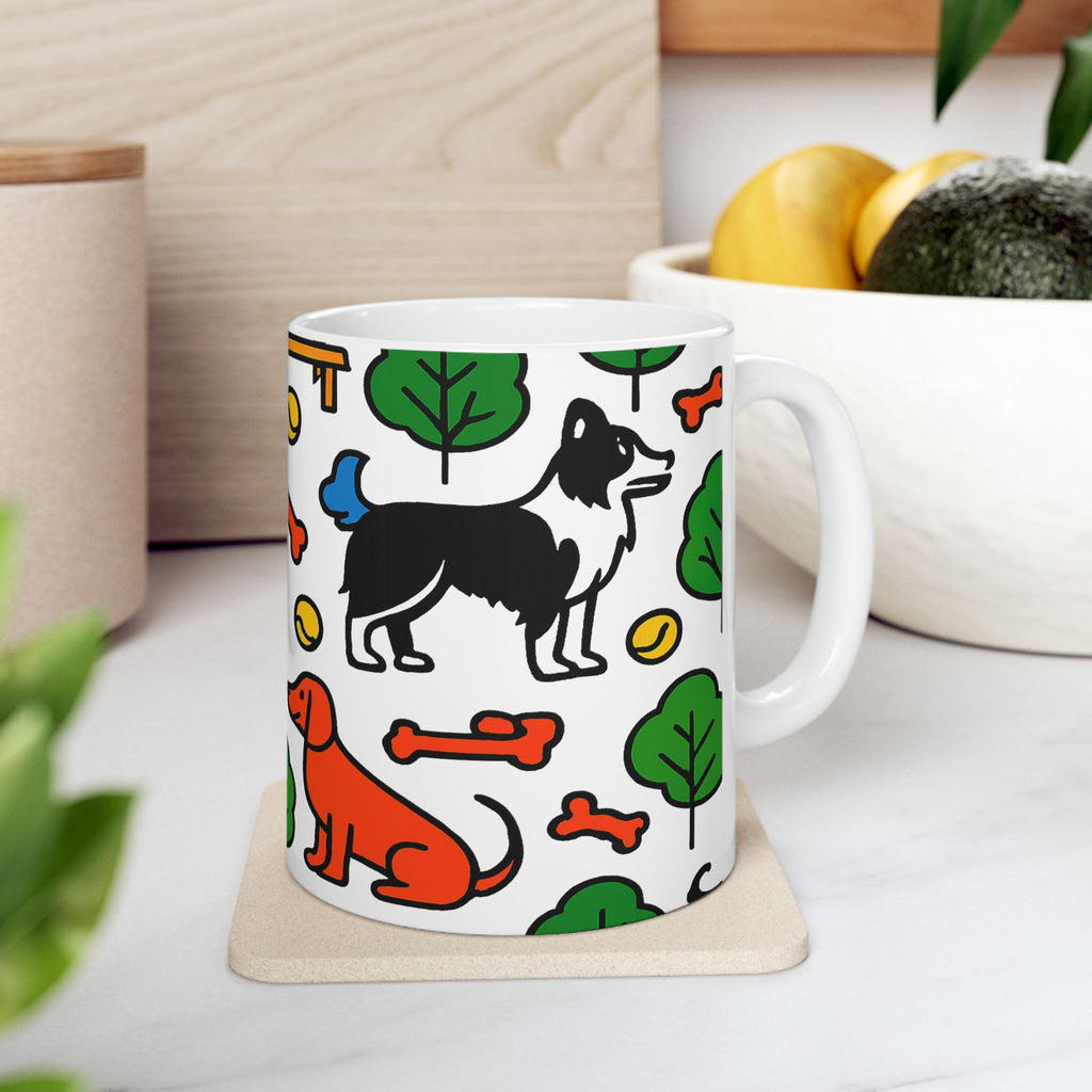 Bold Dogs At Park Full Wrap Coffee Mug | Dogs Gift | Ceramic Mug