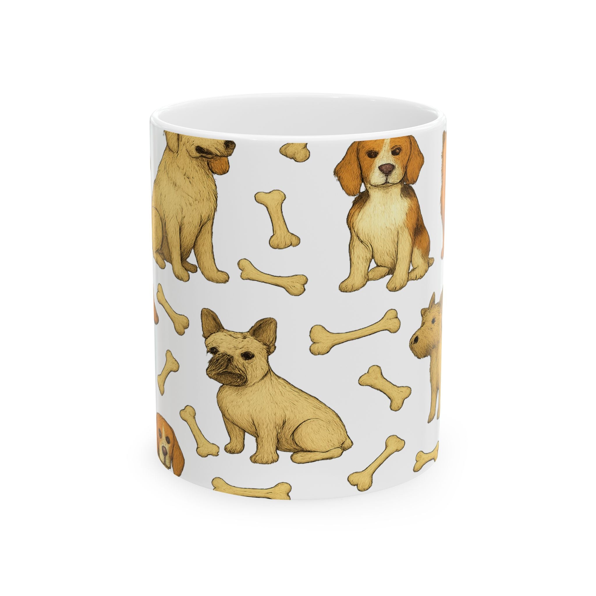 Botanical Dogs With Bones Full Wrap Coffee Mug | Dogs Gift | Ceramic Mug