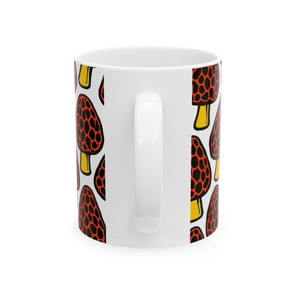 Bold Morel Mushrooms Pattern Coffee Mug | Mushrooms Lover Gift | Ceramic Mug