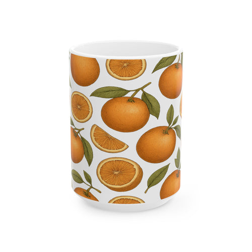 Botanical Oranges Full Wrap Coffee Mug | Fruit Gift | Ceramic Mug