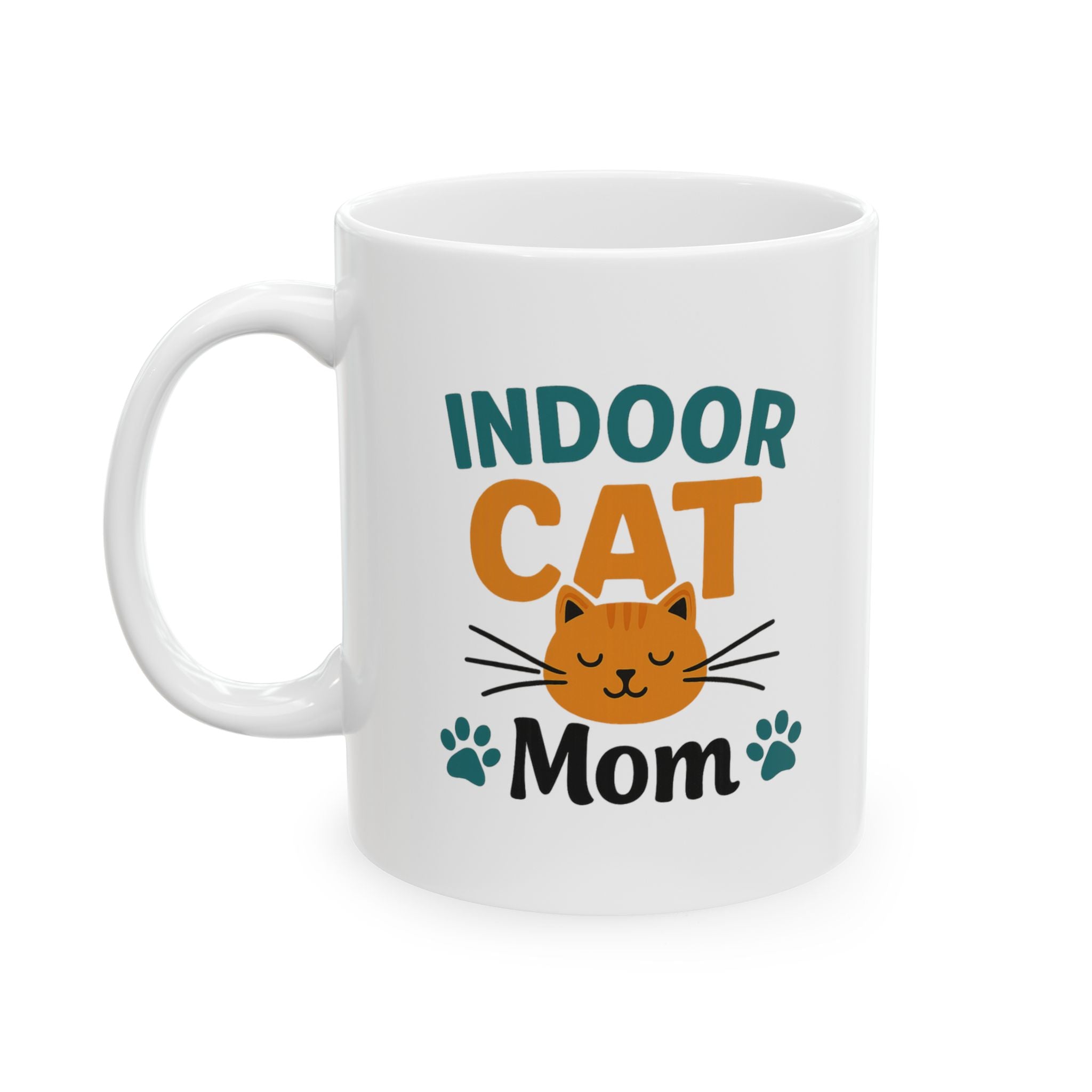 Indoor Cat Mom Keeping Them Safe Coffee Mug | Cat Parent Gift | Ceramic Mug