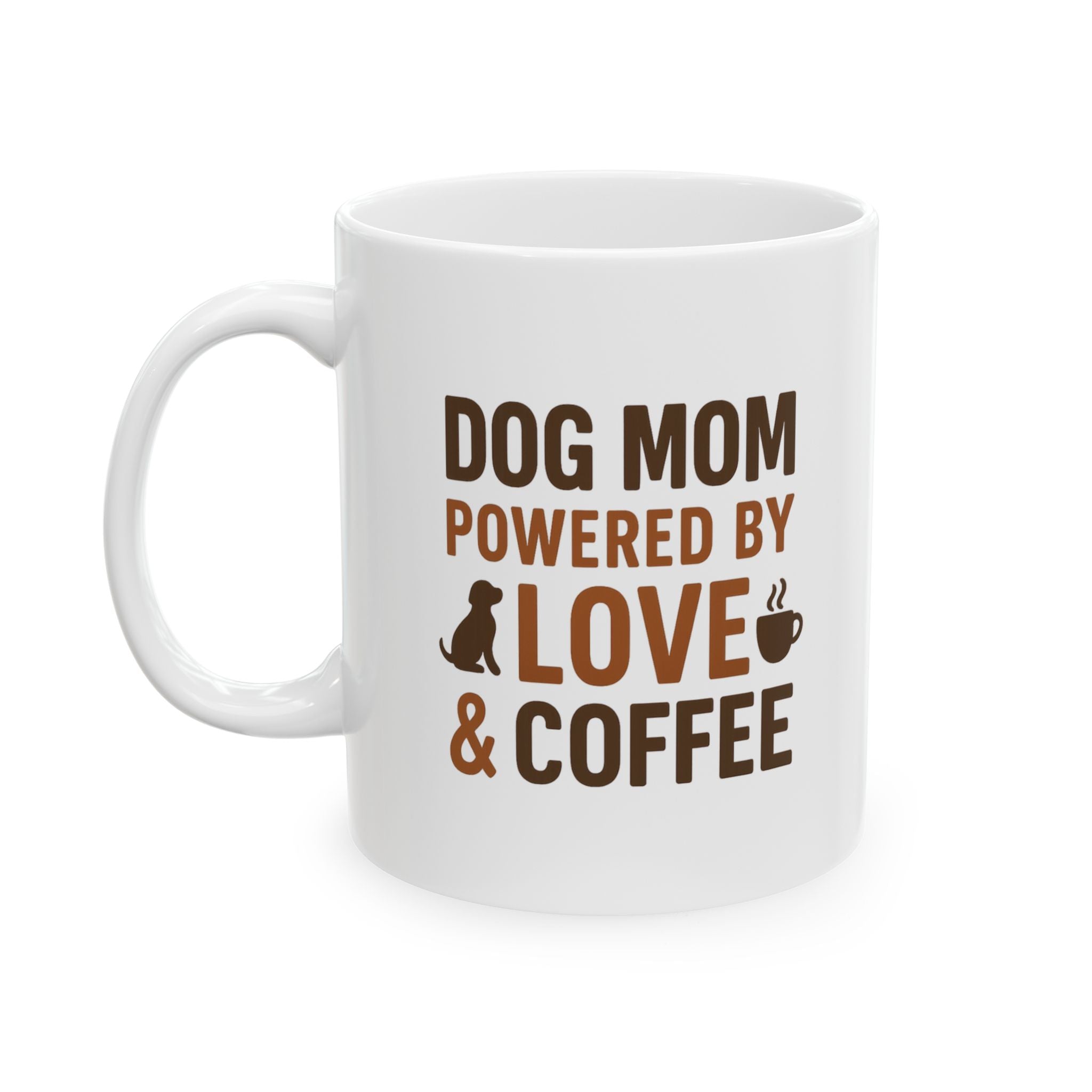 Dog Mom Powered by Love and Coffee Coffee Mug | Dog Lover Gift | Ceramic Mug