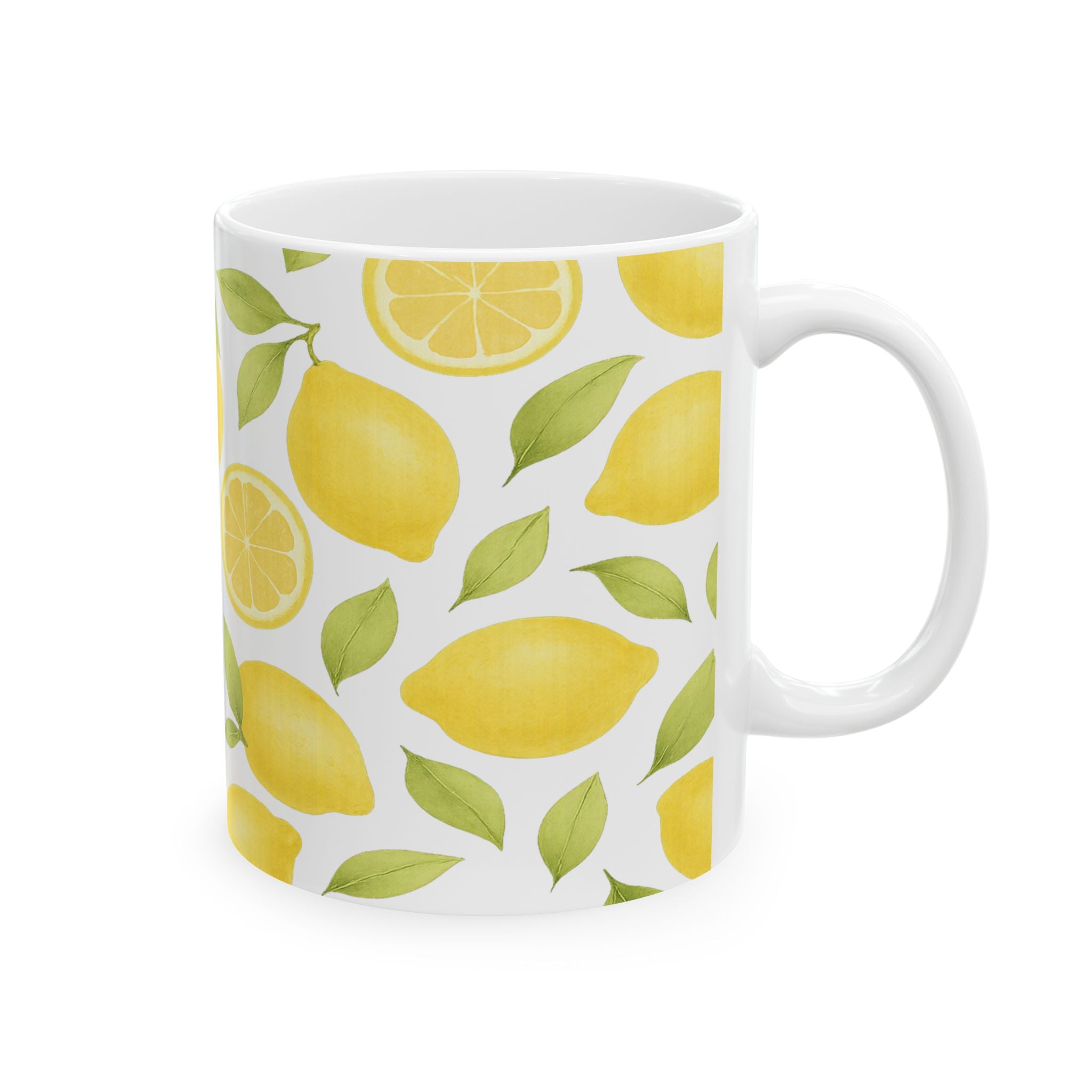 Watercolor Lemons Pattern Coffee Mug | Fruit Lover Gift | Ceramic Mug