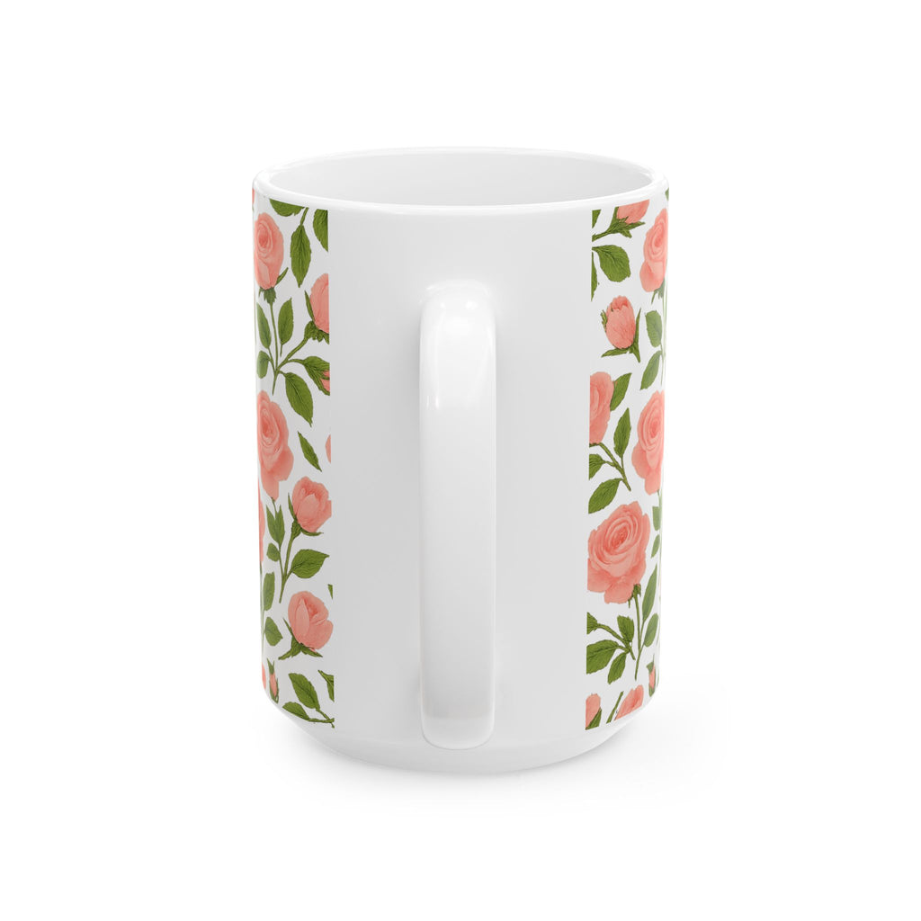 Pink Rose Garden Full Wrap Coffee Mug | Flowers Lover Gift | Ceramic Mug