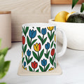 Bold Tulip Garden Full Wrap Coffee Mug | Flowers Gift | Ceramic Mug