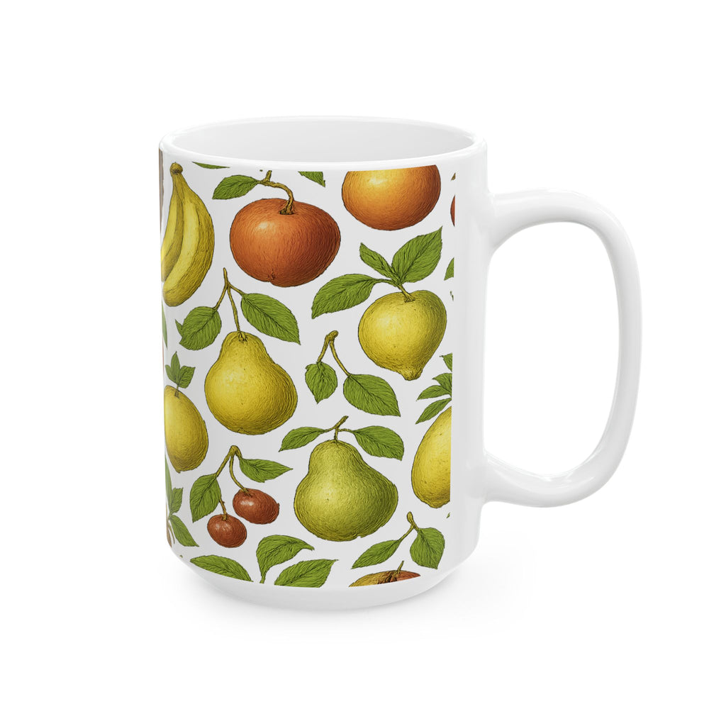 Botanical Mixed Fruit Full Wrap Coffee Mug | Fruit Gift | Ceramic Mug