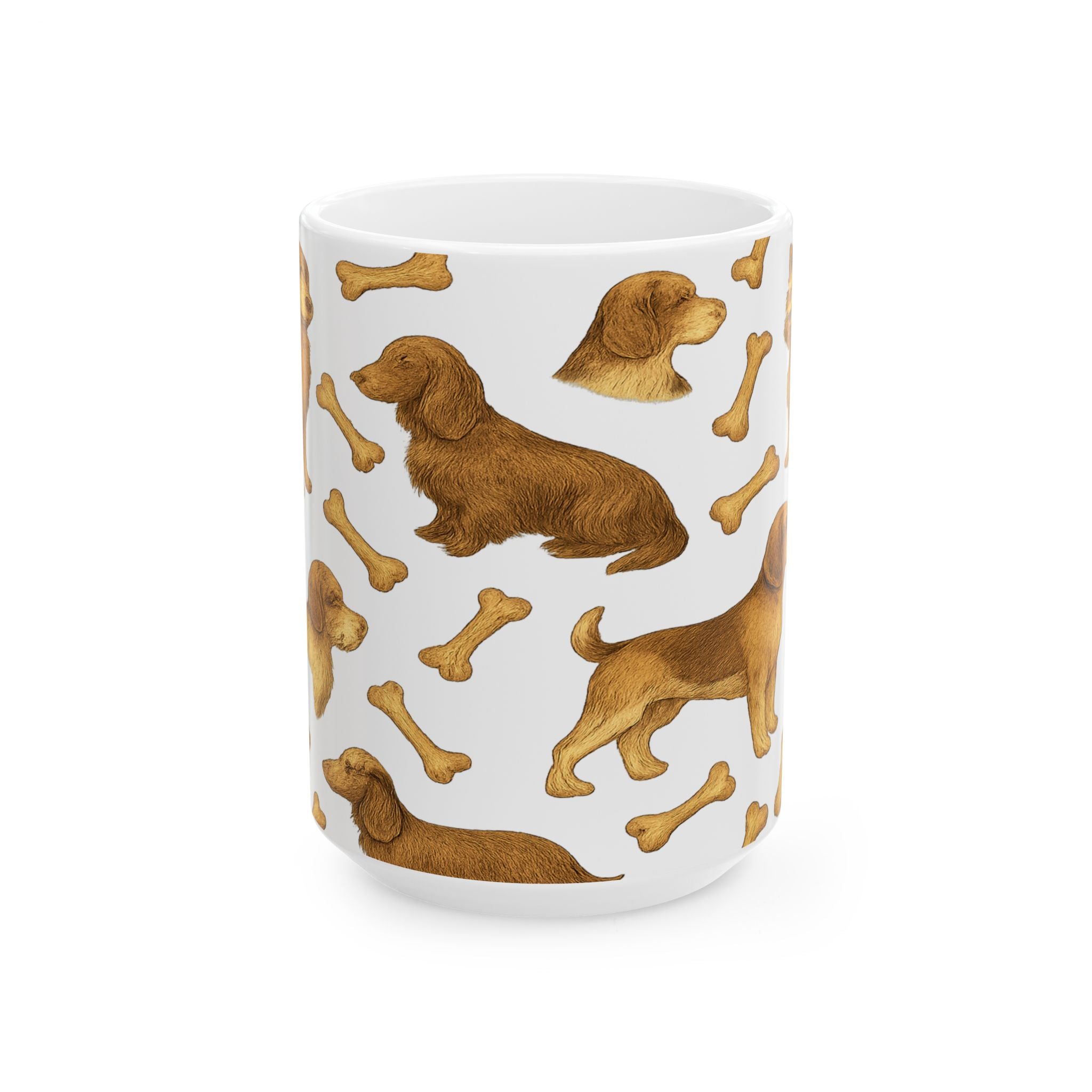 Vintage Dogs With Bones Full Wrap Coffee Mug | Dogs Gift | Ceramic Mug