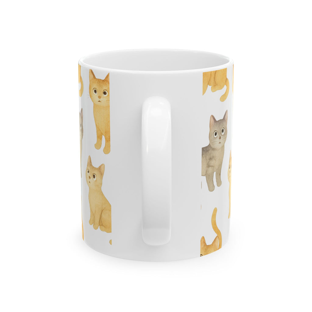 Watercolor Curious Cats Full Wrap Coffee Mug | Cats Gift | Ceramic Mug