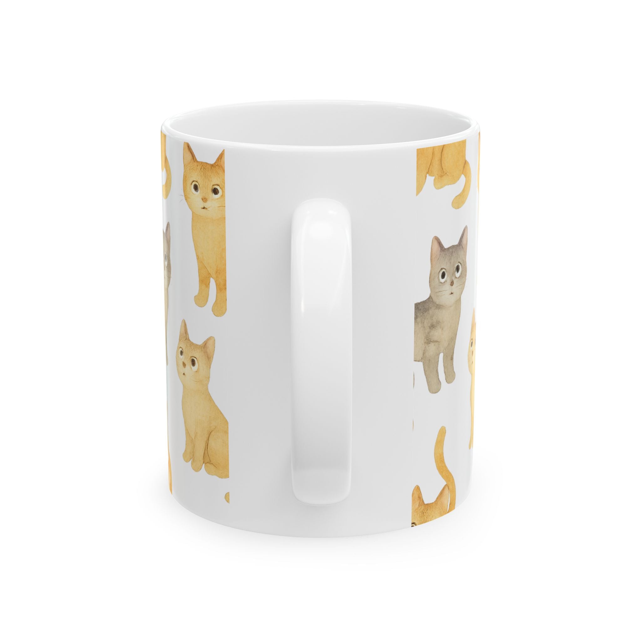 Watercolor Curious Cats Full Wrap Coffee Mug | Cats Gift | Ceramic Mug