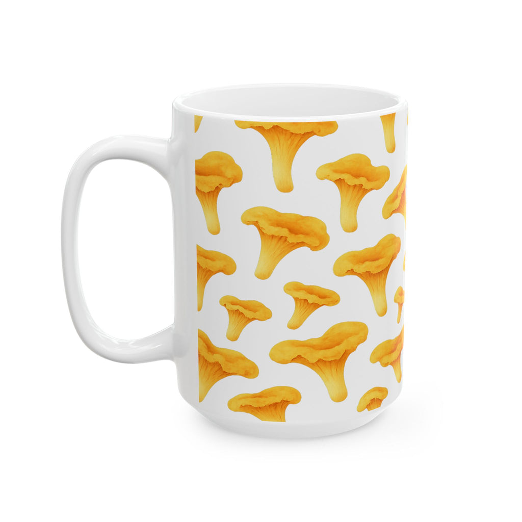 Watercolor Chanterelle Mushrooms Full Wrap Coffee Mug | Mushrooms Gift | Ceramic Mug