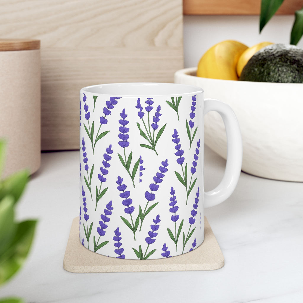 Lavender Sprigs Full Wrap Coffee Mug | Flowers Lover Gift | Ceramic Mug