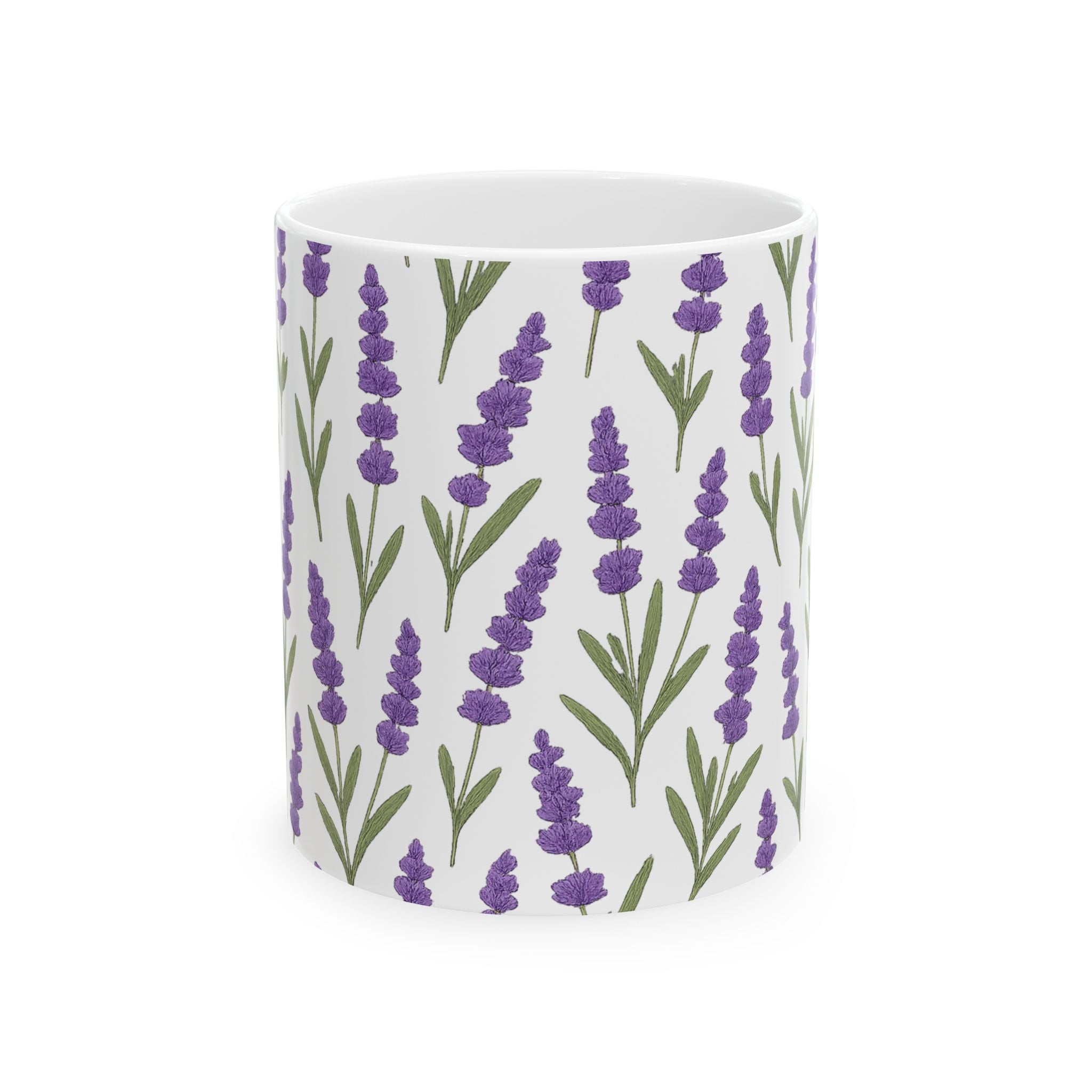 Botanical Lavender Sprigs Full Wrap Coffee Mug | Flowers Gift | Ceramic Mug