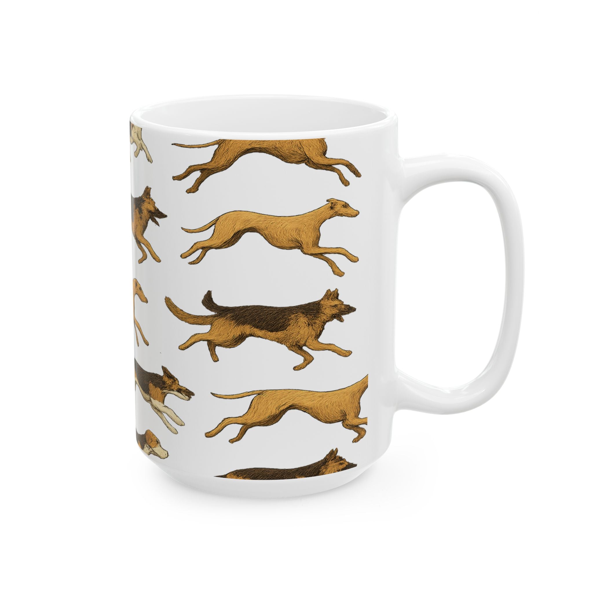 Botanical Running Dogs Full Wrap Coffee Mug | Dogs Gift | Ceramic Mug