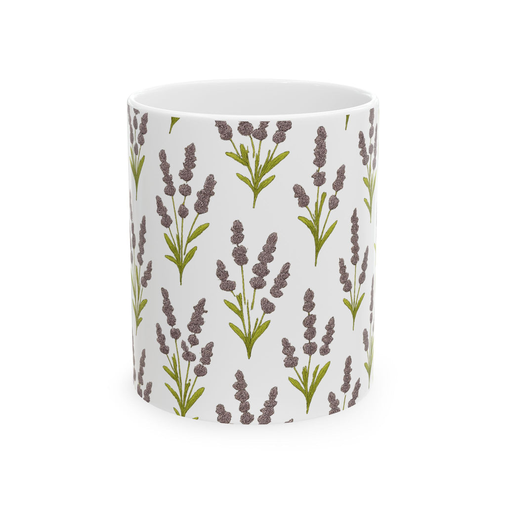Vintage Lavender Sprigs Full Wrap Coffee Mug | Flowers Gift | Ceramic Mug
