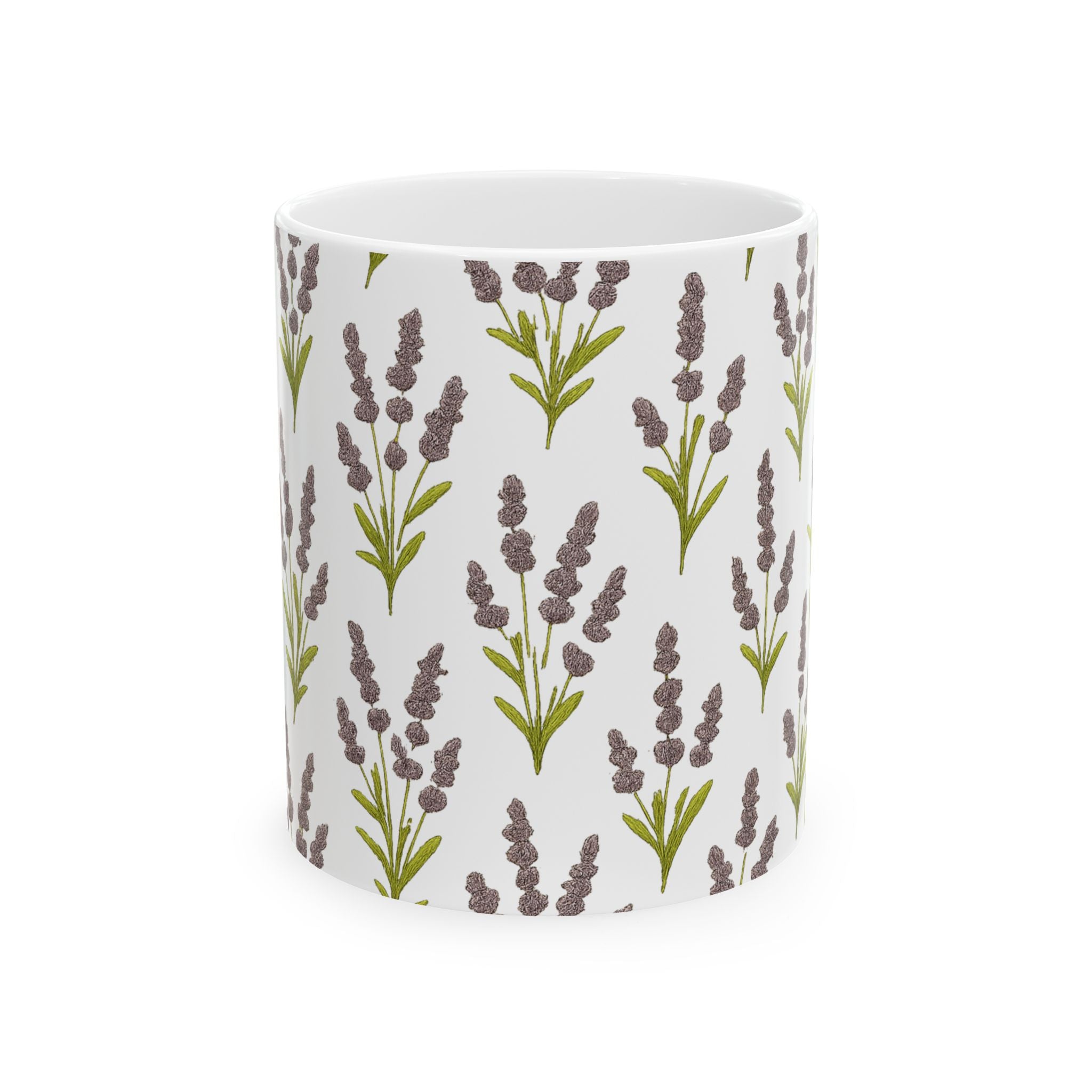 Vintage Lavender Sprigs Full Wrap Coffee Mug | Flowers Gift | Ceramic Mug