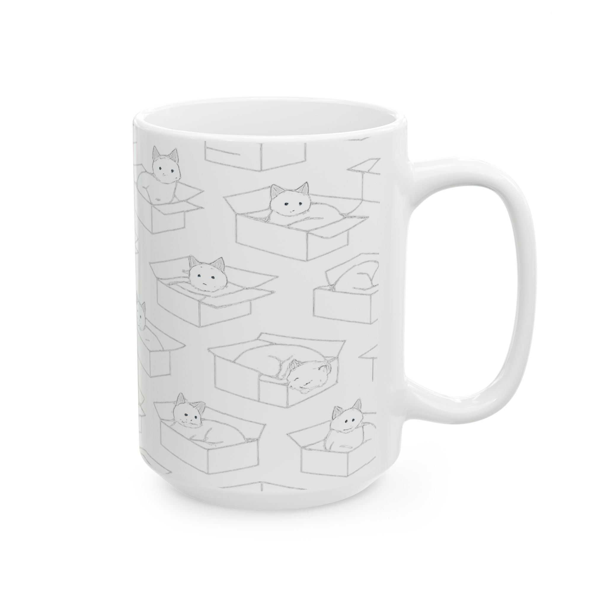 Delicate Cats In Boxes Full Wrap Coffee Mug | Cats Gift | Ceramic Mug