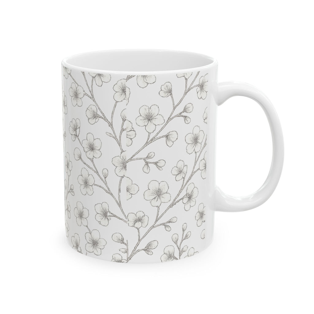 Delicate Cherry Blossom Branches Full Wrap Coffee Mug | Flowers Gift | Ceramic Mug