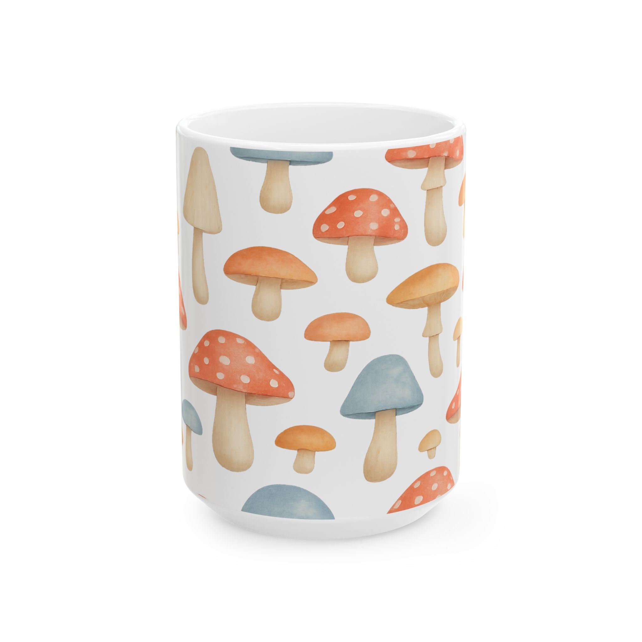 Watercolor Fairy Tale Mushrooms Pattern Coffee Mug | Mushrooms Lover Gift | Ceramic Mug