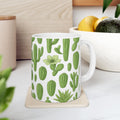 Botanical Mixed Cactus Collection Full Wrap Coffee Mug | Cactus Gift | Ceramic Mug