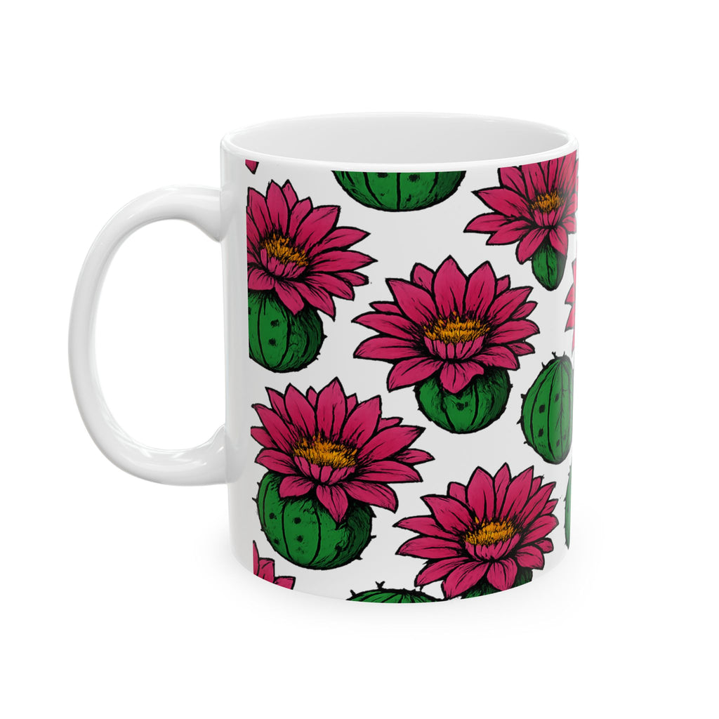 Bold Blooming Cactus Flowers Pattern Coffee Mug | Cactus Lover Gift | Ceramic Mug