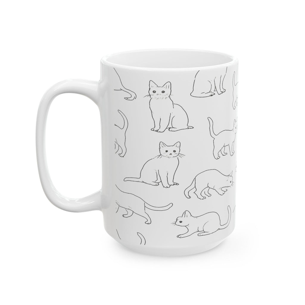 Delicate Curious Cats Full Wrap Coffee Mug | Cats Gift | Ceramic Mug