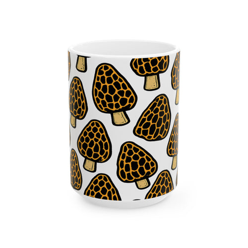 Bold Morel Mushrooms Full Wrap Coffee Mug | Mushrooms Gift | Ceramic Mug
