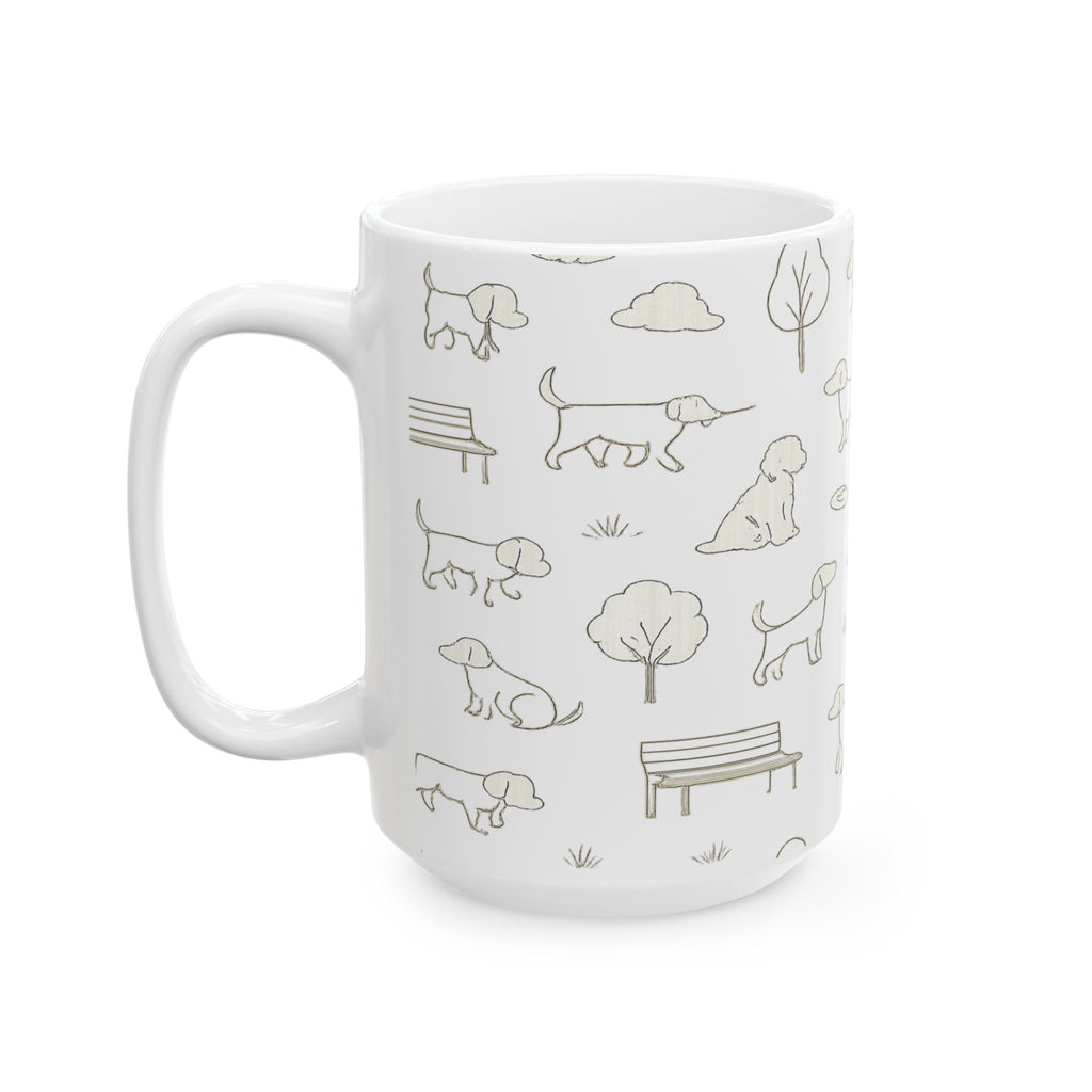 Delicate Dogs At Park Full Wrap Coffee Mug | Dogs Gift | Ceramic Mug