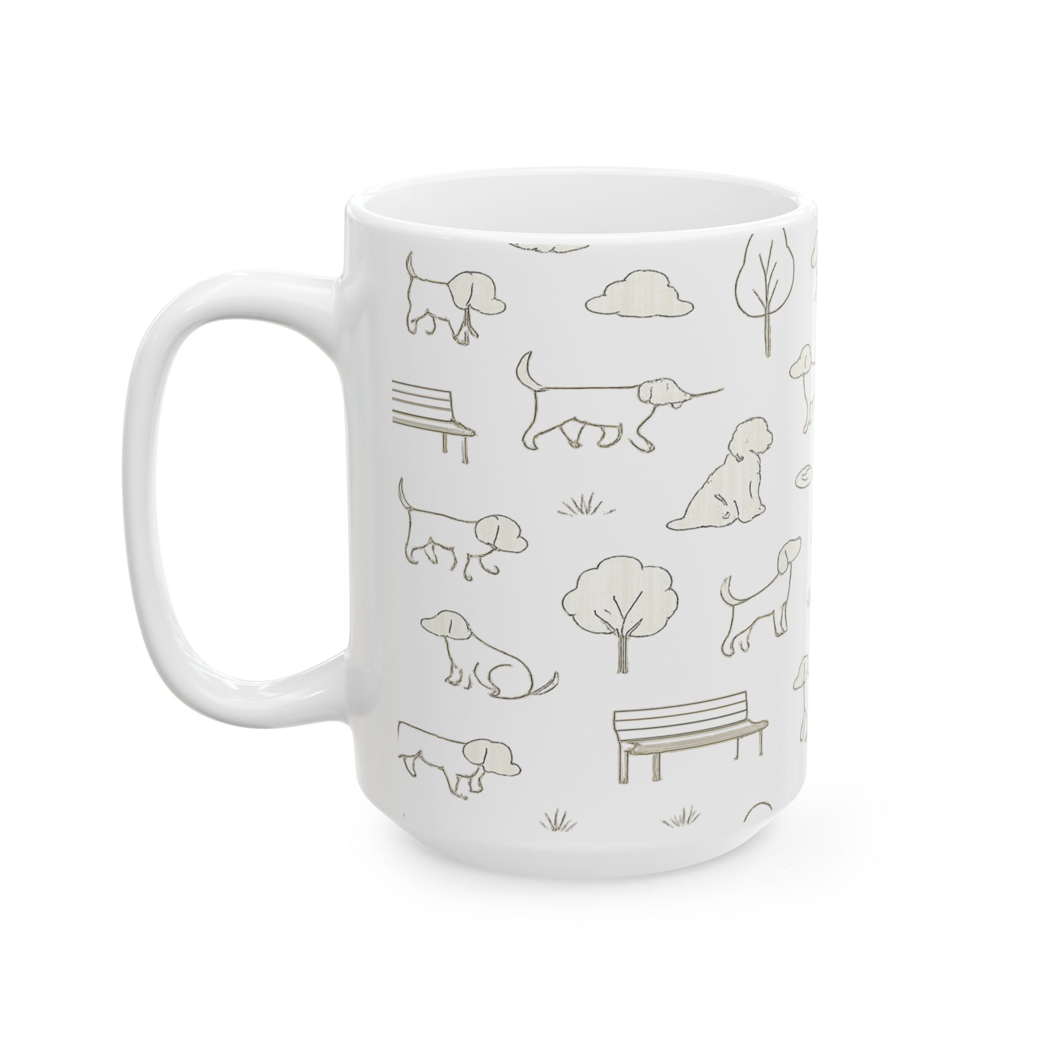 Delicate Dogs At Park Full Wrap Coffee Mug | Dogs Gift | Ceramic Mug