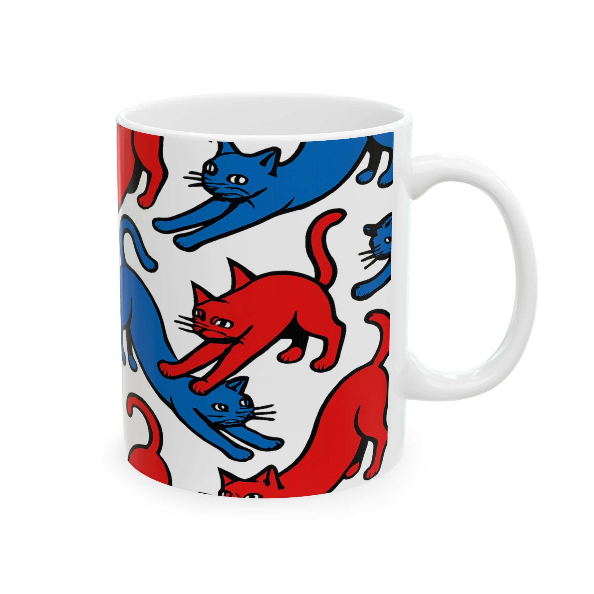 Bold Stretching Cats Full Wrap Coffee Mug | Cats Gift | Ceramic Mug