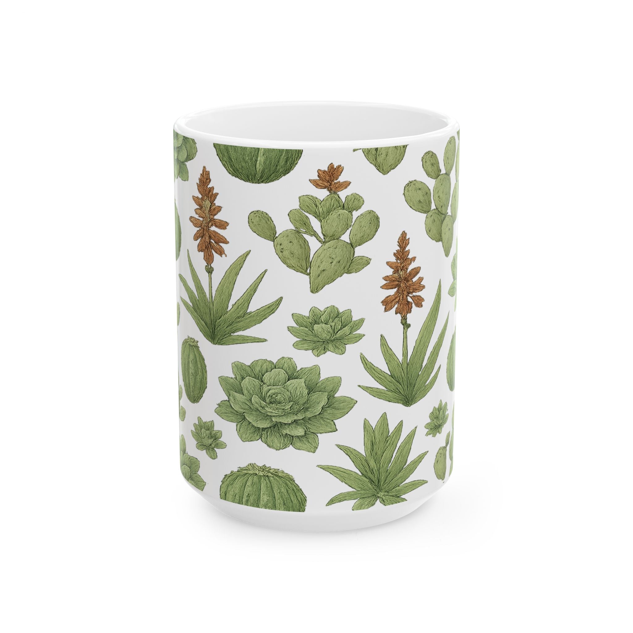 Botanical Desert Garden Succulents Pattern Coffee Mug | Cactus Lover Gift | Ceramic Mug