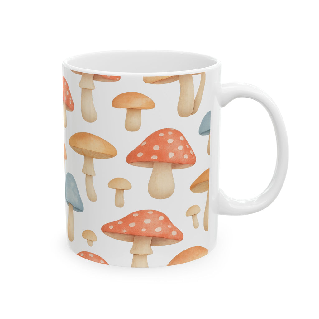 Watercolor Fairy Tale Mushrooms Pattern Coffee Mug | Mushrooms Lover Gift | Ceramic Mug