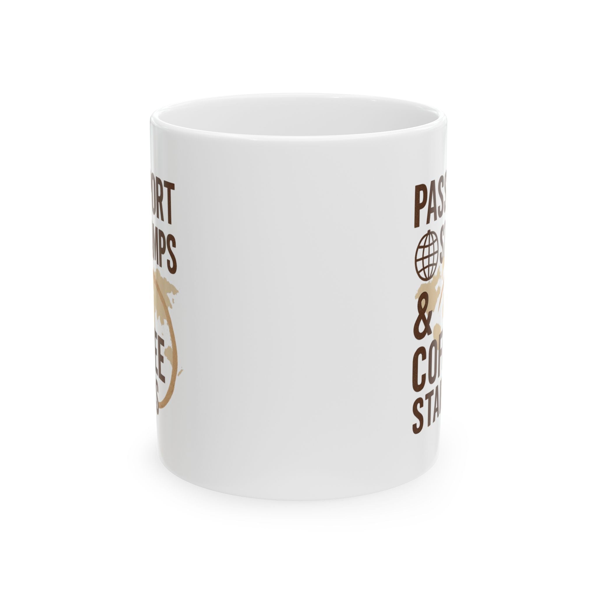 Travel Addict Passport Stamps And Coffee Stains Coffee Mug | Coffee Lover Gift | Ceramic Mug