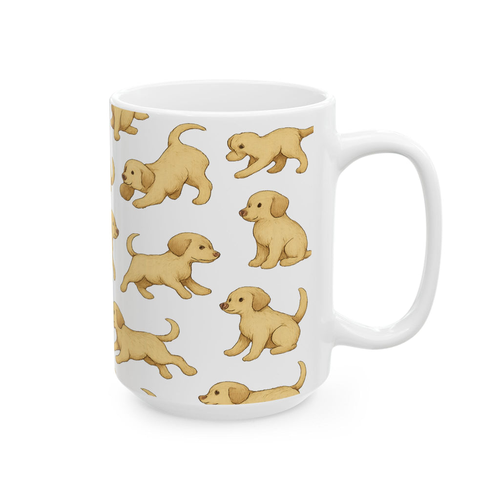Botanical Playful Puppies Full Wrap Coffee Mug | Dogs Gift | Ceramic Mug