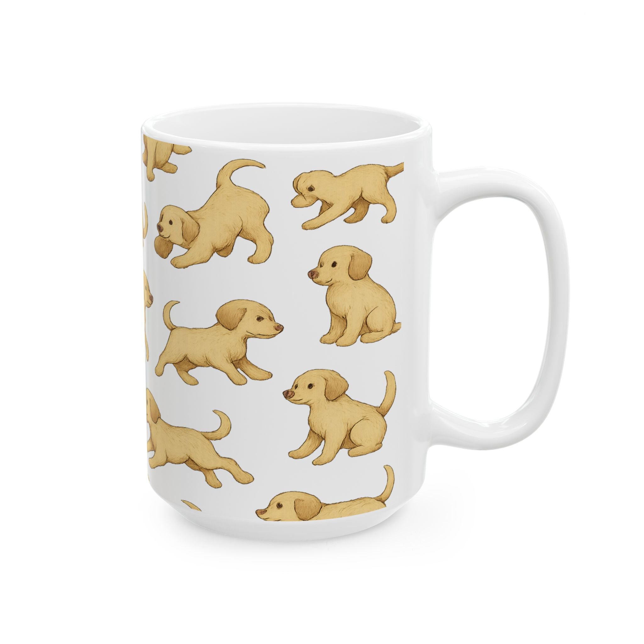 Botanical Playful Puppies Full Wrap Coffee Mug | Dogs Gift | Ceramic Mug